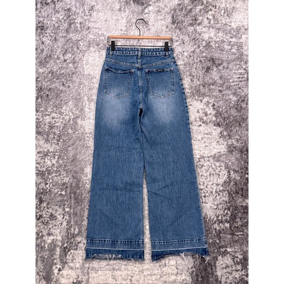 Rollas Jeans 27 Womens High Rise Wide Leg Raw Hem Denim - Picture 2 of 8